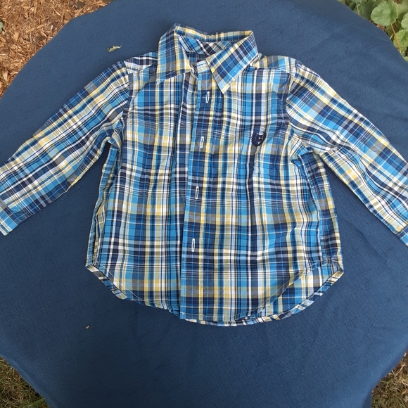 Size 12 months baby boys plaid Chaps long sleeve shirt - Picture 2 of 9